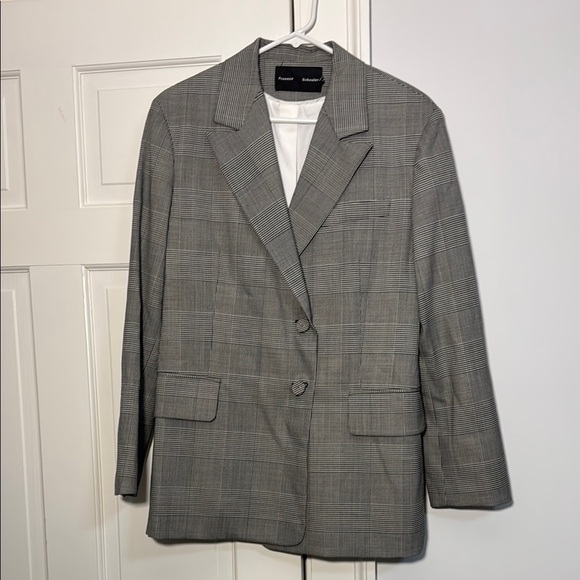 💕Proenza Schouler Wool Blend Black and White Blazer - 10 - Picture 1 of 7